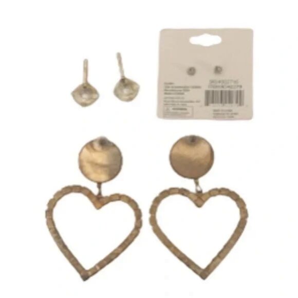 Faux Diamond Pierced Earrings Y2K Set of 3 - Picture 3 of 5